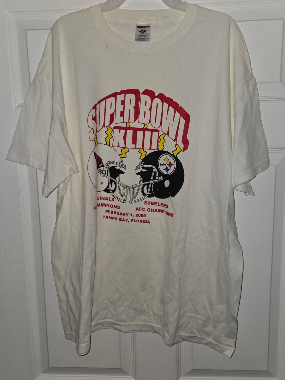 Super Bowl XLIII White Graphic Tee - Steelers vs Cardinals